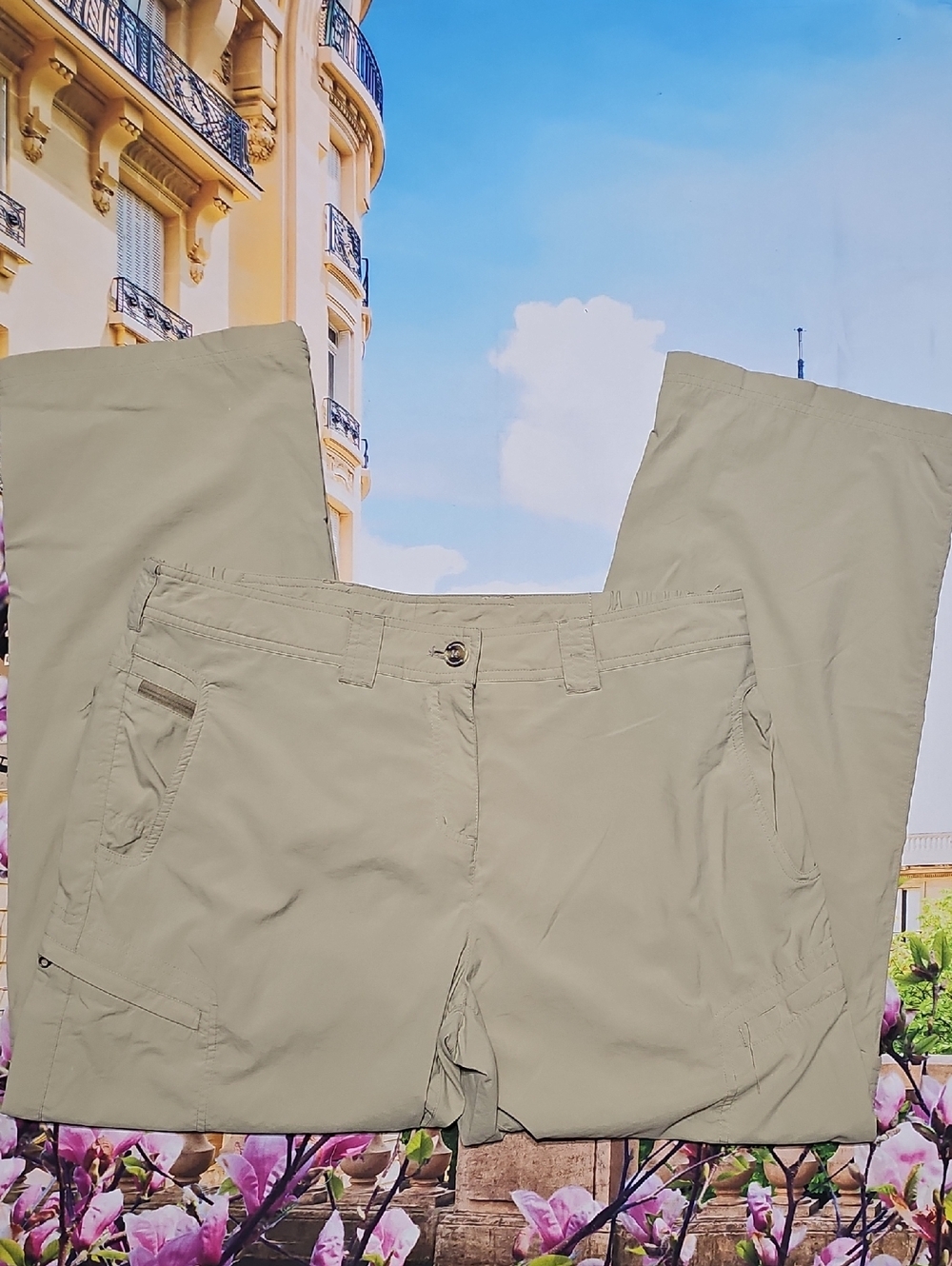 Exofficio High Waist Convertible Cargo Hiking‎ Trail Nature Khaki Pants Size 14